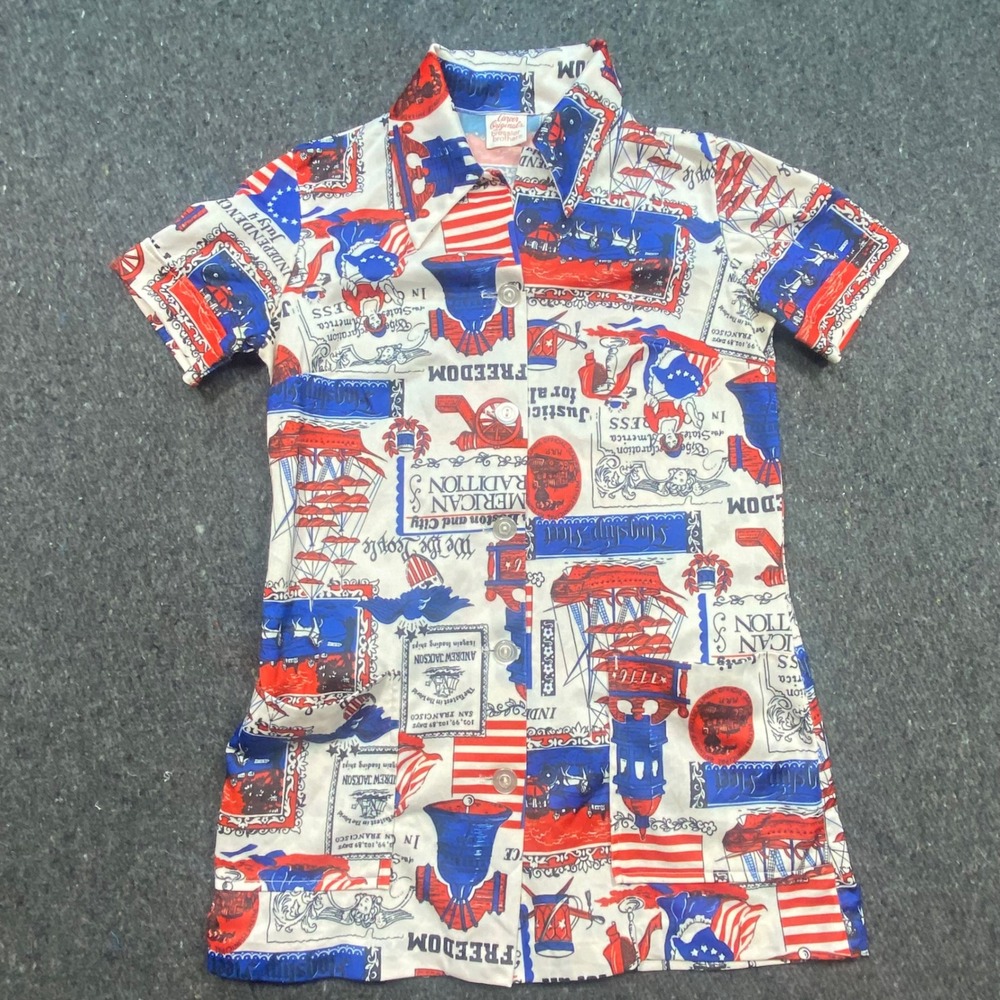 Career Originals Tunic Dress S/8 Women Red White Blue Americana Liberty Bell 70s